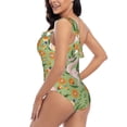 thumbnail image 4 of Sikiie Snake And Floral Print Women One Piece Swimsuits Tummy Control One Shoulder Bathing Suits Ruffle Swimwear, From S to XXL-Large, 4 of 6