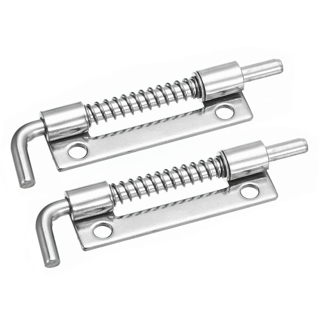 Unique Bargains Spring Loaded Latch Pin, 2 Pack 3.35' - 304 Stainless Steel Spring Latch, Right-Handed with Hole (Silver)