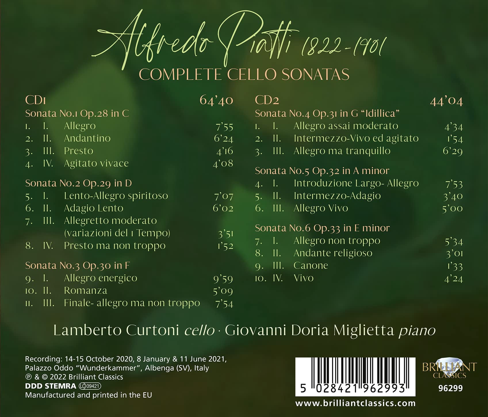 Lamberto Curtoni - Complete Cello Sonatas - Music & Performance - CD