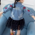 thumbnail image 4 of Toddler Girls Vintage Flower Embroidery Denim Jacket Long Sleeve Jean Coat Outwear 1-6T, 4 of 8