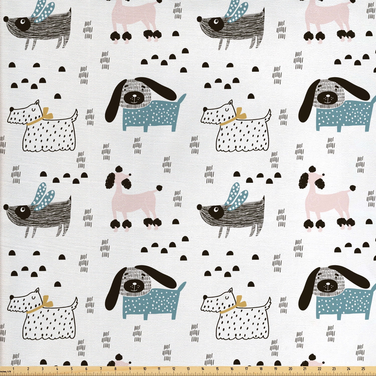 Scandinavian Fabric by The Yard, Pure Breed Dogs Pattern Yorkshire
