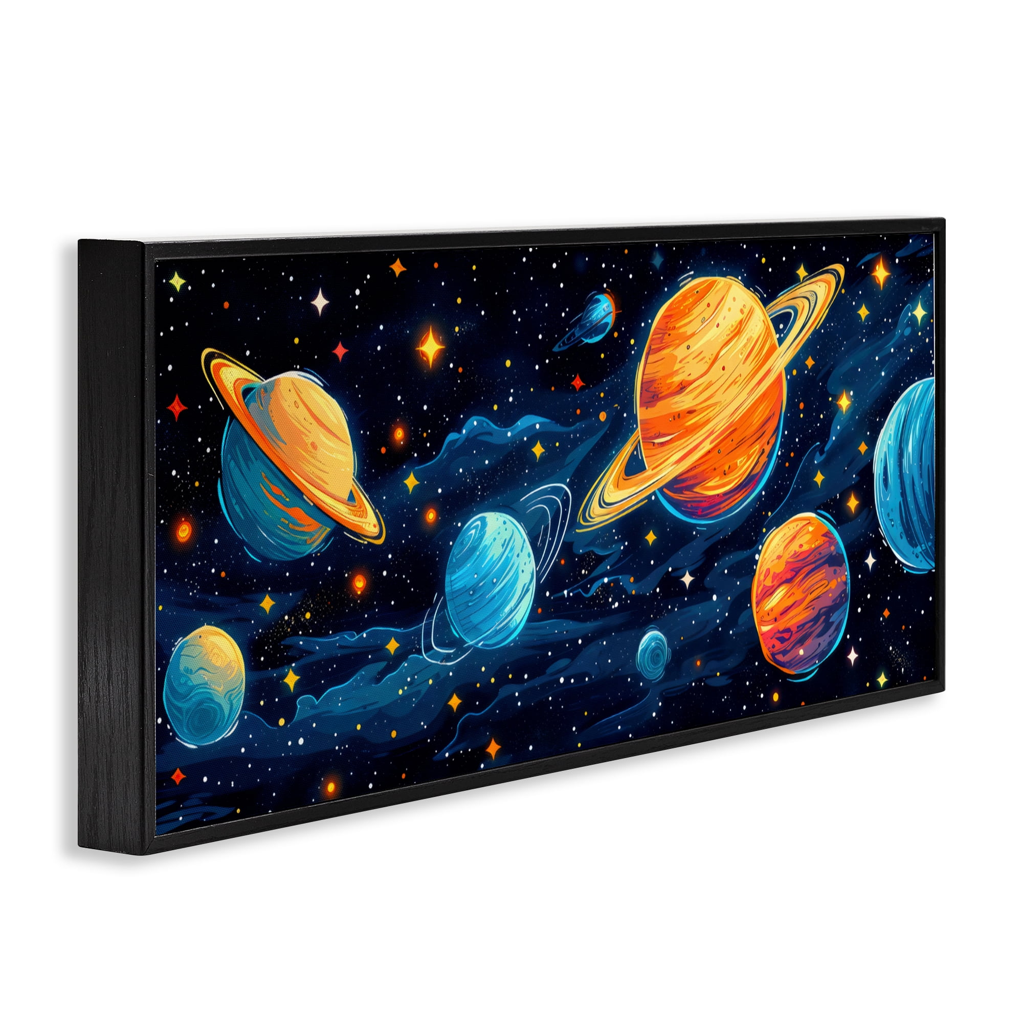 Stupell Industries Starry Universe Whimsy Black Framed Giclee Art, design by Creative Studio