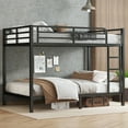 thumbnail image 2 of Full XL over Full XL Metal Bunk Bed for Teens and Adults, Space-Saving Heavy Duty Bunk Bed with Noise Reduction, No Box Spring Needed, Black, 2 of 9
