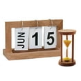 thumbnail image 2 of Dosaele Rustic Style Wooden Perpetual Calendar and Three-minute Hourglass for Home and Office Decor, 2 of 8