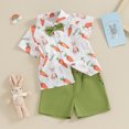 thumbnail image 2 of Bagilaanoe 2pcs Toddler Baby Boy Easter Outfits Gentleman Clothes Short Sleeve Print Shirt Tops + Shorts 6M 12M 2T 3T 4T 5T Kids Casual Summer Shorts Set, 2 of 8