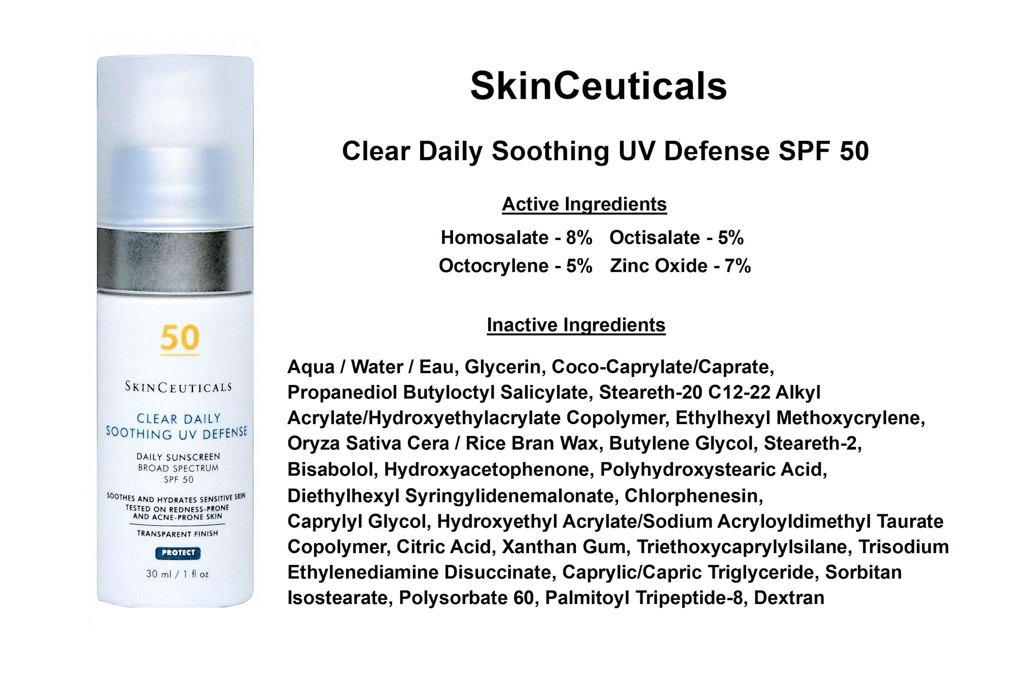 SkinCeuticals Clear Daily Soothing UV Defense Sunscreen SPF 50 1.0 fl oz (30ml)