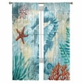 thumbnail image 3 of ERUNPONLY Sea Seahorse Coastal Sheer Curtains 63 Inch Length 2 Panels Set, Nautical Summer Coral Ocean Vintage Voile Window Treatment Curtains Sheers Drapes for Bedroom/Living Room/Kitchen 52x"63"x2, 3 of 7