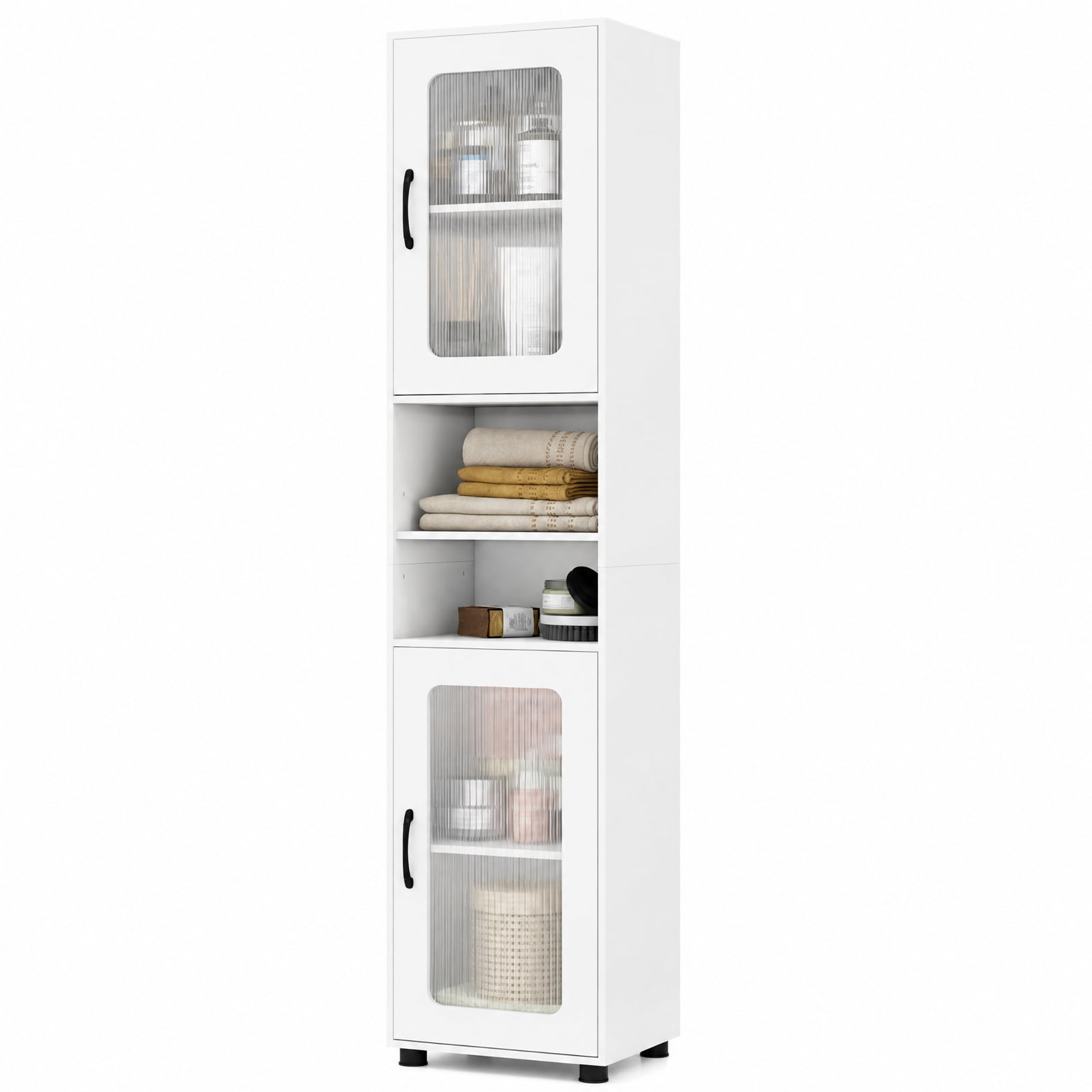 Vebreda Freestanding Bathroom Storage Cabinet, Tall Bathroom Storage Cabinet 67 Inches Freestanding Storage Organizer, Flexible Storage Options