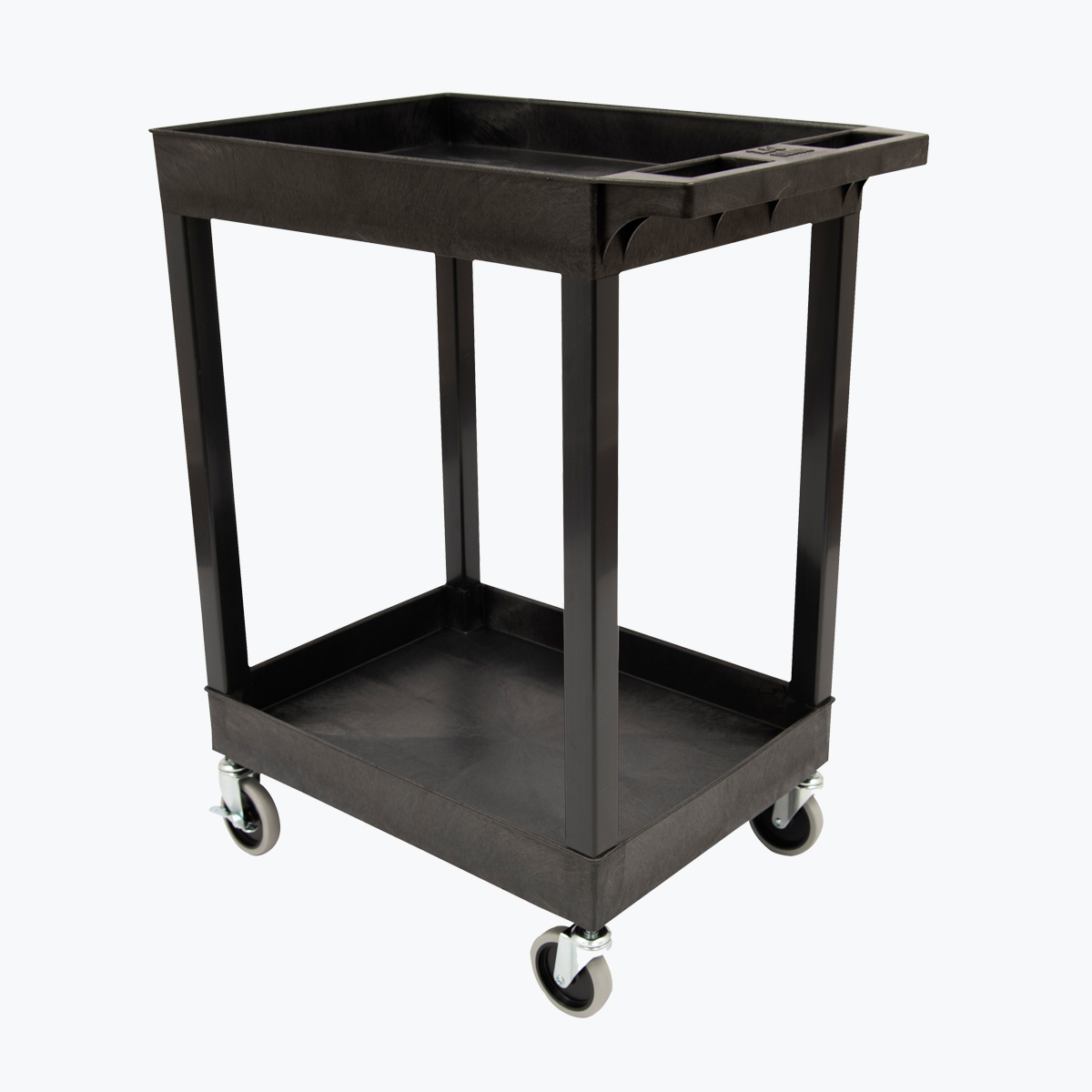 Luxor 24x18, 2Tub Shelf Utility Cart Black