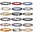 thumbnail image 5 of Pulsera de piedra natural para hombres y mujeres, joyería de cuarzo rosa, ópalo, turquesa, ágata, jaspe, 6 mm, 8 mm, 5 of 5