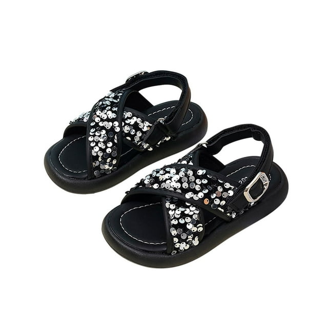 White Platform Sandals For Girls With Sequined Accents And Durable Sole, Perfect For Summer Outings And Casual Wear
