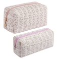 thumbnail image 1 of Bolsa de maquillaje JOVAKIT, bolsa de cosméticos acolchada, algodón, rosa, floral, 1 of 7