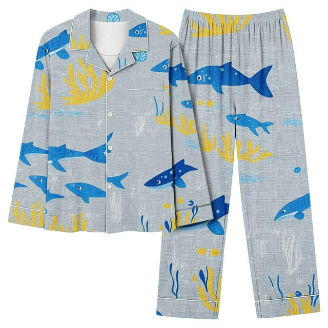 Penkiiy Femmes Décontracté Mode Imprimé Manches Longues Hauts Décontractés Pantalons Pyjama Ensemble S Gris