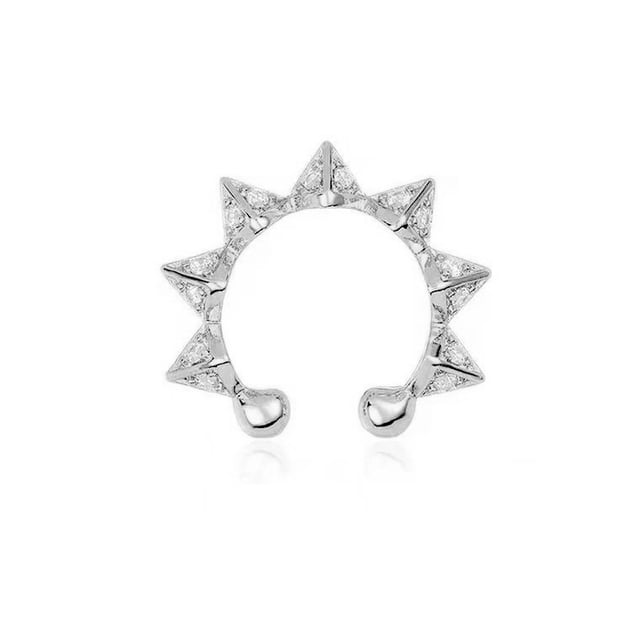 Pendientes de diamantes falsos estilo europeo y americano con clip de hueso de oreja de diamante en forma de fila, clip de oreja de cruz de onda de circonita sin orejas perforadas