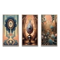 thumbnail image 2 of Designart "Full Moon Landscape in Retro Futurism" Abstract Landscape Framed Wall Art Set Of 3 - Blue Abstract Landscapes Frame Canvas Set For Living Room Decor, 2 of 6