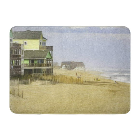 POGLIP Oceanside Beach at Rodanthe on Hatteras Island in The Outer Banks of North Doormat Floor Rug Bath Mat 30x18 inch