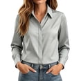 thumbnail image 6 of biudgviw Womens Dress Shirts Formal Fit Long Sleeve Tunic Tops Casual Button Down Collared Satin Blouse for Work Office, 6 of 7
