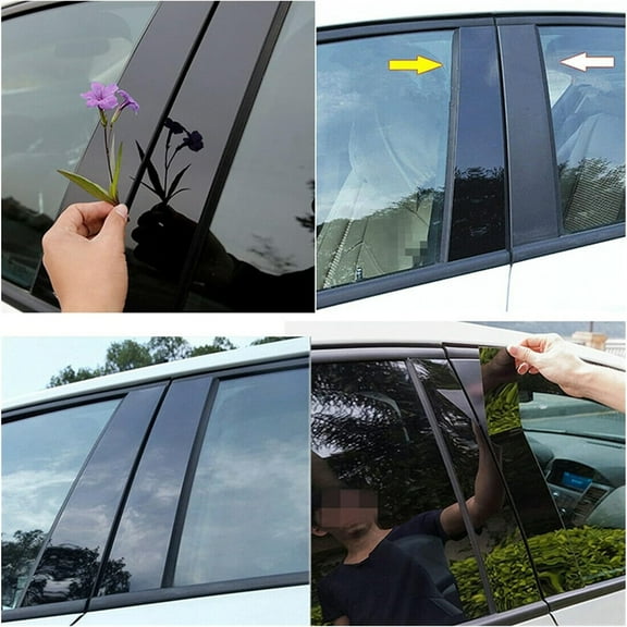 Furulu 6Pcs Black Pillar Post Door Window Trim For Hyundai Avante i30 Sedan 2021-2023