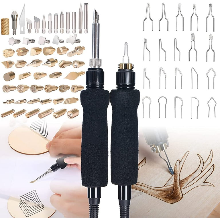 TOPCHANCES 939D II Pyrography Pen Wood Burning Kit Station 2 in 1 Solid Point 200 480 C with Temp Display Wire Nib 250 750 C with 20 Nibs 51 x