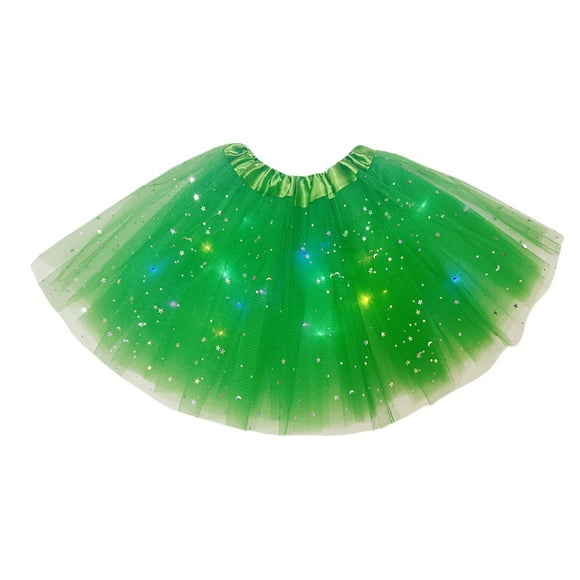 Falda tipo tutú LED TRYUEN con lentejuelas y estrellas, color verde claro
