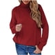 thumbnail image 1 of Moda mujer Color sólido manga larga Pullove cuello redondo camisa suéter Tops Fridja  hjk880, 1 of 8