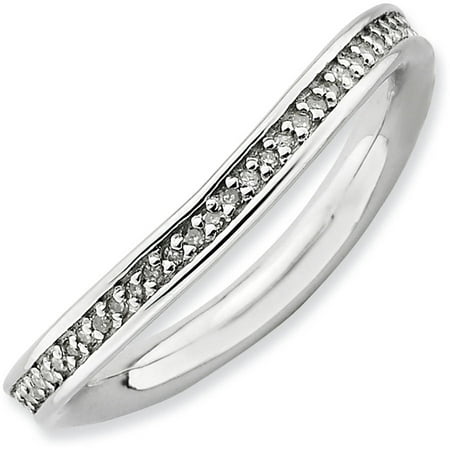 Stackable Expressions Diamond Sterling Silver Rhodium-Plated Wave Ring