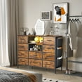 thumbnail image 5 of Eunon Dresser TV Stand with 10 Drawers for 55" TV Stand with LED Lights & Power Outlets Wide Dresser with Shelves & Side Pockets for Bedroom , Rustic, 5 of 9