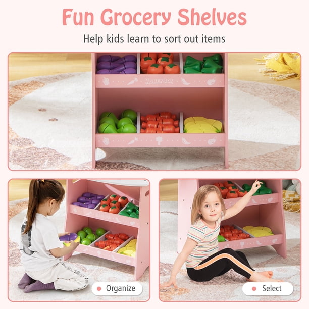 kids＊mom select shop様 Gymax Kid's Farmers Market Stand Wooden Grocery Store Set w