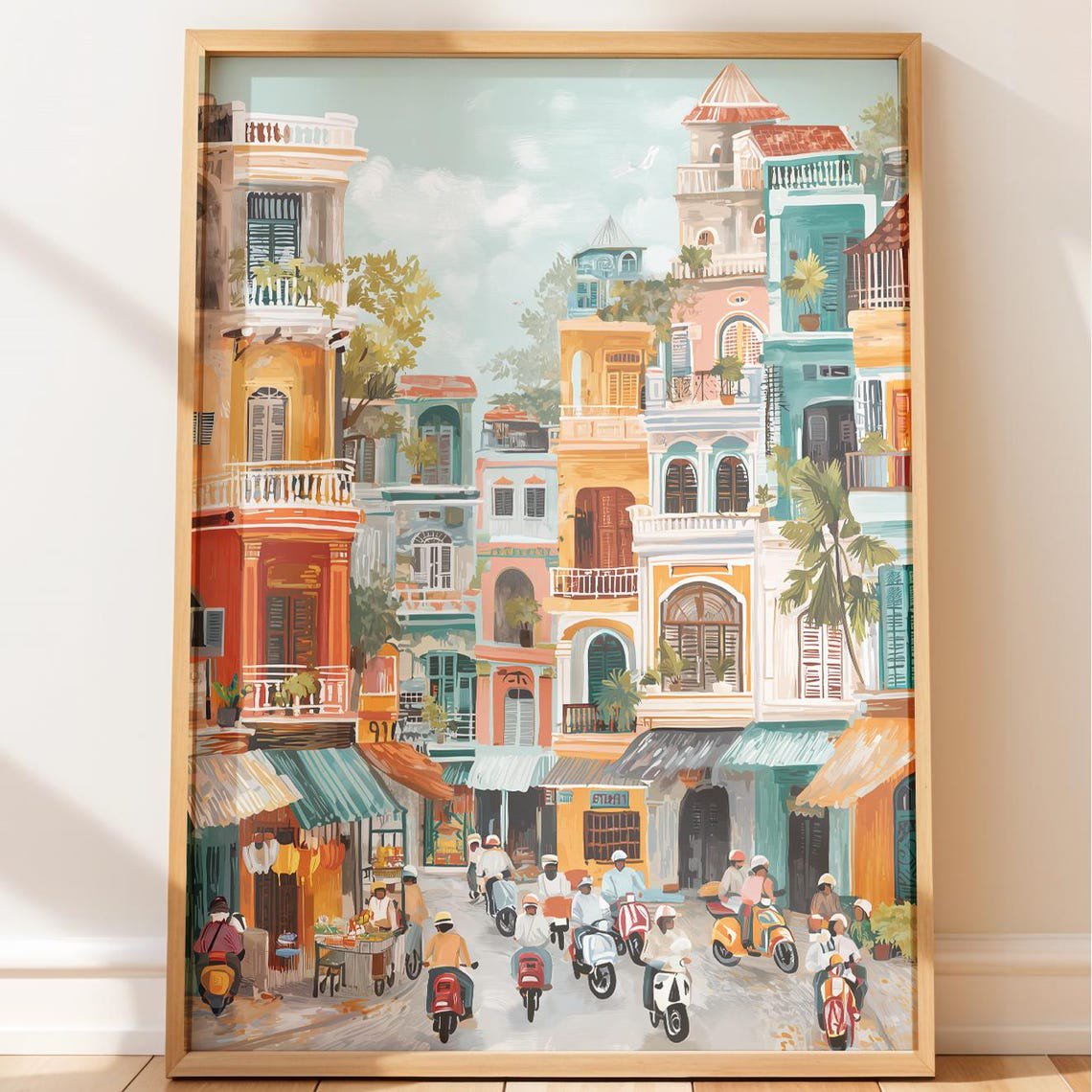 Hanoi Colonial Street Scene Travel Poster