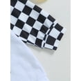 thumbnail image 6 of Wassery Baby Boys Romper Tops Infant Long Sleeve Letter Print Plaid Patchwork Hooded Jumpsuits Infant Fall Casual Sweatshirts 0-24Months, 6 of 8