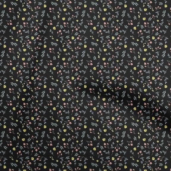 oneOone Polyester Lycra Black Fabric Floral Ditsy Fabric For Sewing Printed Craft Fabric By The Yard 56 Inch Wide