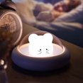 thumbnail image 4 of Rechargeable LED Night Light | Cute Kawaii Cat Lamp - Touch Control | 3-Stage Dimmable | Timer | Portable | Battery Powered | Soothing Nursery Decor | Blue Green | 11.9x11.9x10cm, 4 of 7