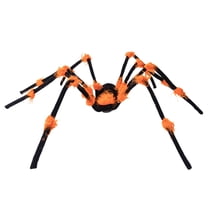 51" Giant Lighted Halloween Spider Decor - Scary Hairy LED Spider with Glowing Eyes for Yard, Porch, Haunted House & Indoor Party Halloween Decorations