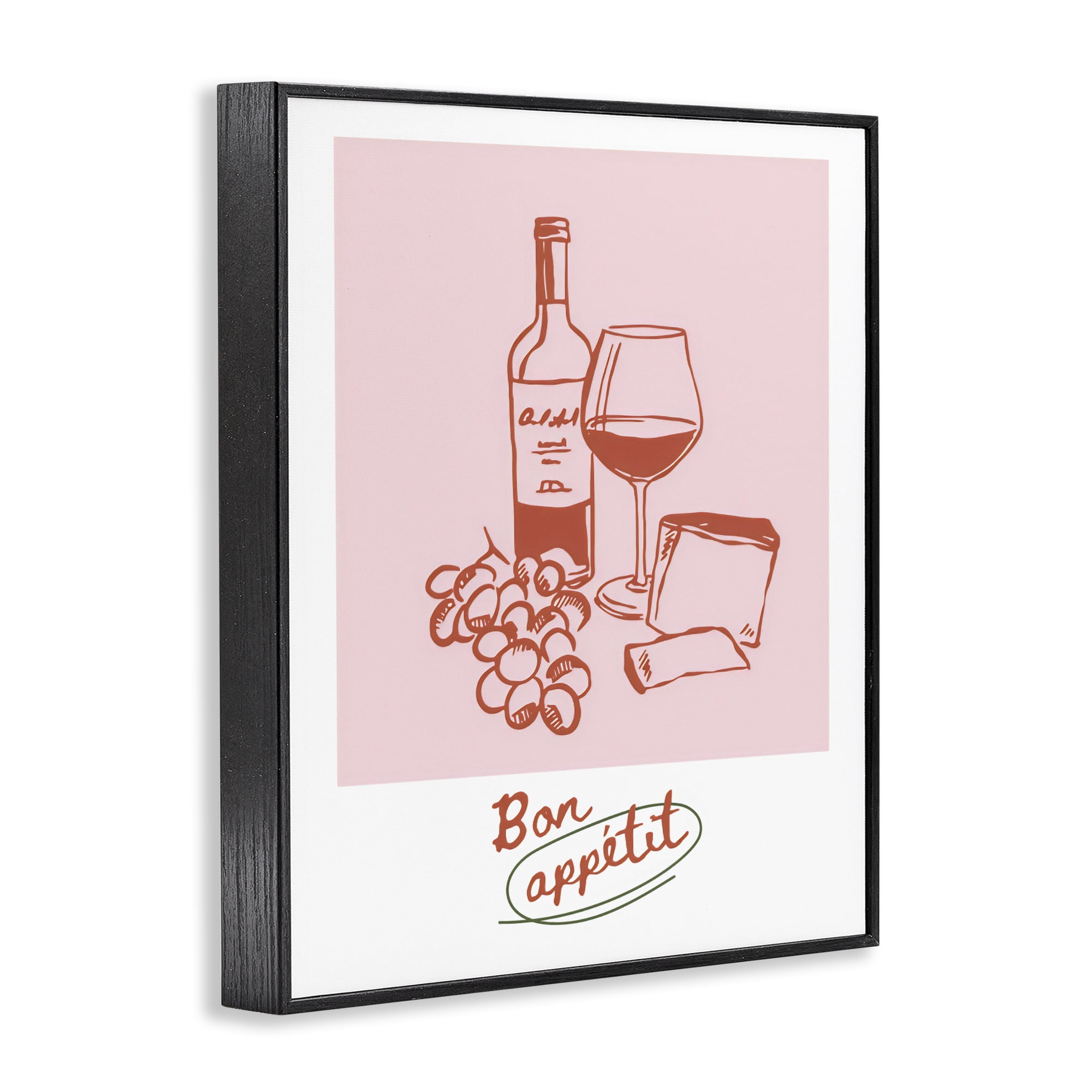 Stupell Industries Bon Appetit Wine & Grapes Black Framed Giclee Art, design by The Prints Vibe