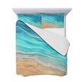 thumbnail image 7 of Quilts Twin Size Bedding Set, Aqua Ombre Coastal Lightweight Quilted Comforter, Summer Nautical Beach Ocean Seaside Soft Reversible Bedspread Coverlet with Pillow Covers for All Season, 68" x 86", 7 of 7