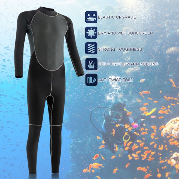 Buceo Surf Ropa Ropa de protección de buceo Equipo de deportes acuáticos de neopreno para hombres (Negro Gris XXL)