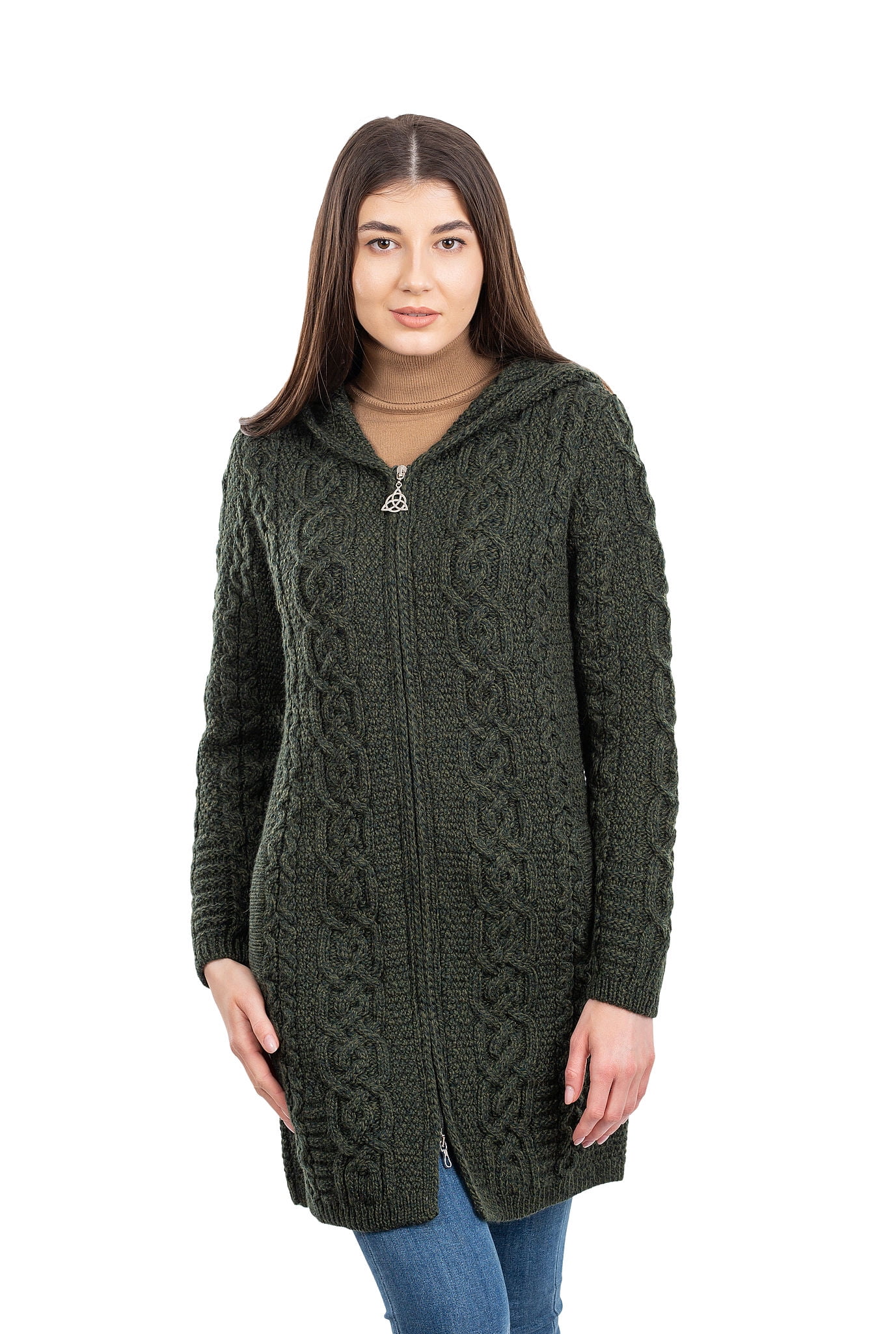 SAOL SAOL Irish Cardigan Sweater for Womens 100 Merino Wool Aran