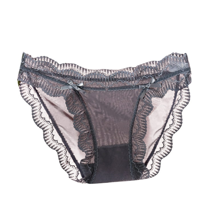Qcmgmg Women's Lace Low Waist Panties Breathable Bikini See Through Briefs  Underwear for Women