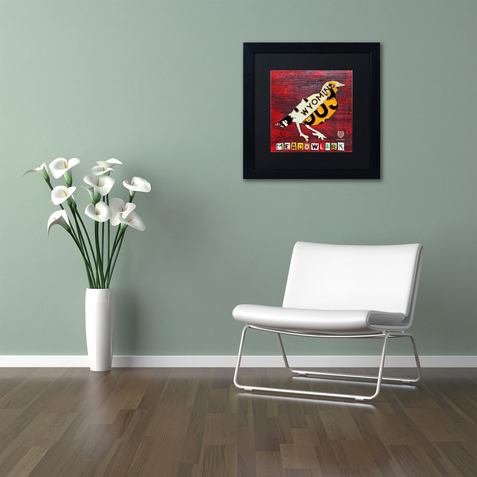 Trademark Fine Art 'Wyoming Meadowlark' Canvas Art by Design Turnpike, White Matte, Black Frame