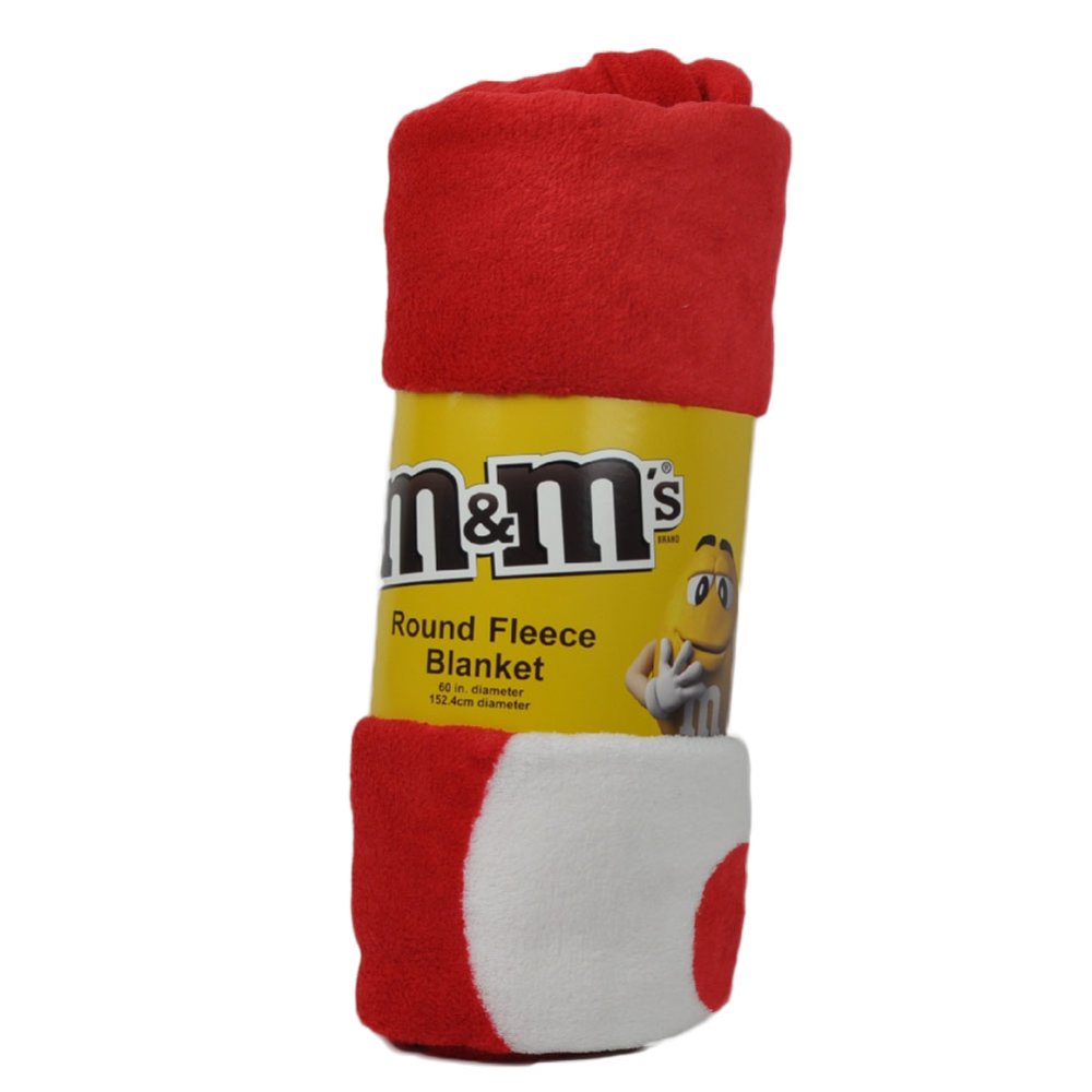 M&M Red Character Face Soft Round Fleece Blanket 60" Diameter Candy