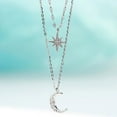 thumbnail image 7 of Naierhg Double Layer Necklace for Women Twinkle Star Moon Choker Necklace Faux Diamond Pendant Rhinestone Clavicle Chain Jewelry Accessories, 7 of 7