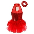 thumbnail image 2 of Raenseen Girls Sequins Ballet Leotard Dance Costume Jazz/Latin Modern Performance Dance Dress with Red 16, 2 of 6