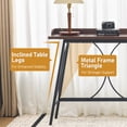 thumbnail image 6 of Ktaxon Mid-Century Modern 82-inches Bar table, Long Pub Table with Curved Metal Frame, Rustic Brown Counter Height Desk for Dining Room, Kitchen, Bar, Brown, 6 of 10