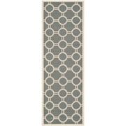 SAFAVIEH Courtyard Ariel Geometric Circle Indoor/Outdoor Runner Rug, 2'3" x 6'7", Anthracite/Beige