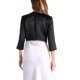 thumbnail image 3 of Cárdigan de satén INSPIRE CHIC para mujer, de manga 3/4, abierto, corto, estilo bolero para oficina, color negro, 3 of 5