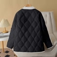 thumbnail image 5 of XPMWRP Women's Quilted Casual Patchwork Jacket Lapel Collar Long Sleeve Puffer Coats Padded Winter Warm Oversized Outwear with Pockets Black XXXL, 5 of 7