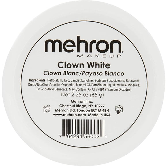 Mehron Makeup Clown White Professional Halloween Face Paint Cream Makeup (2.25 oz)
