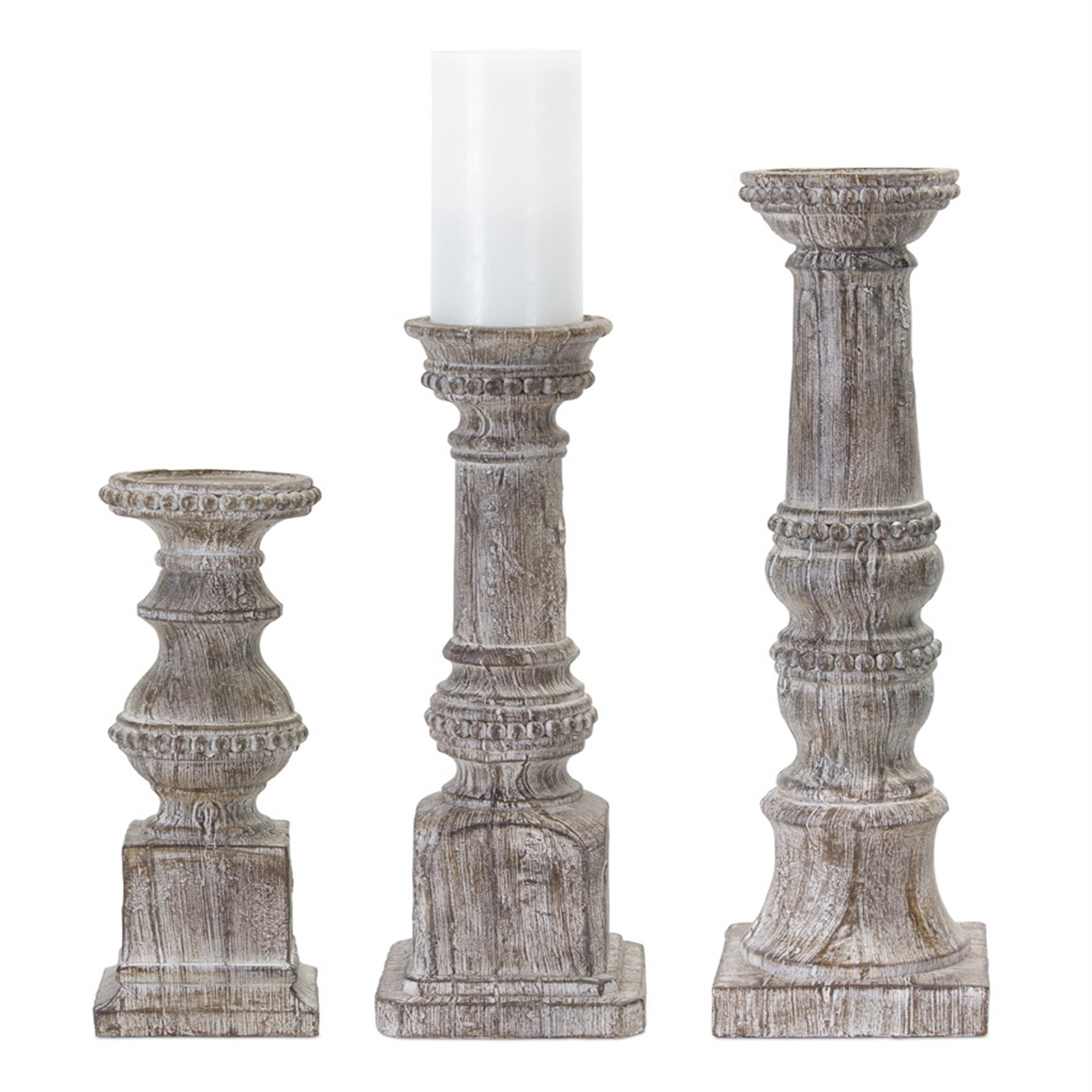 Set of 3 Antique Brown Pillar Candle Holder 19" - Walmart ...