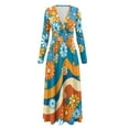 thumbnail image 5 of FKELYI Groovy Hippie Daisy Flower Print Womens Fall Dress Long Sleeve Maxi Dress for Wedding Party Casual Outdoor Cloth V Neck Soft Dresses with Pocket, XL, 5 of 6