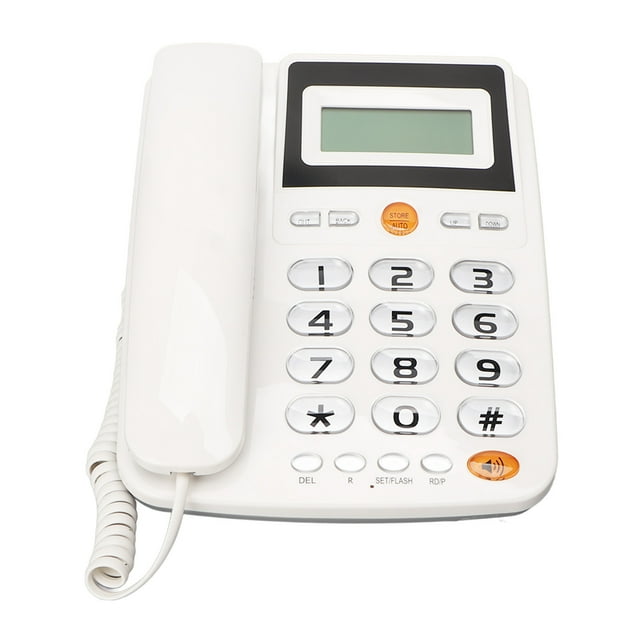 Teléfono con cable de escritorio identificador de llamadas teléfono blanco de alto volumen con botones grandes marcación rápida de llamadas con manos HD para el hogar